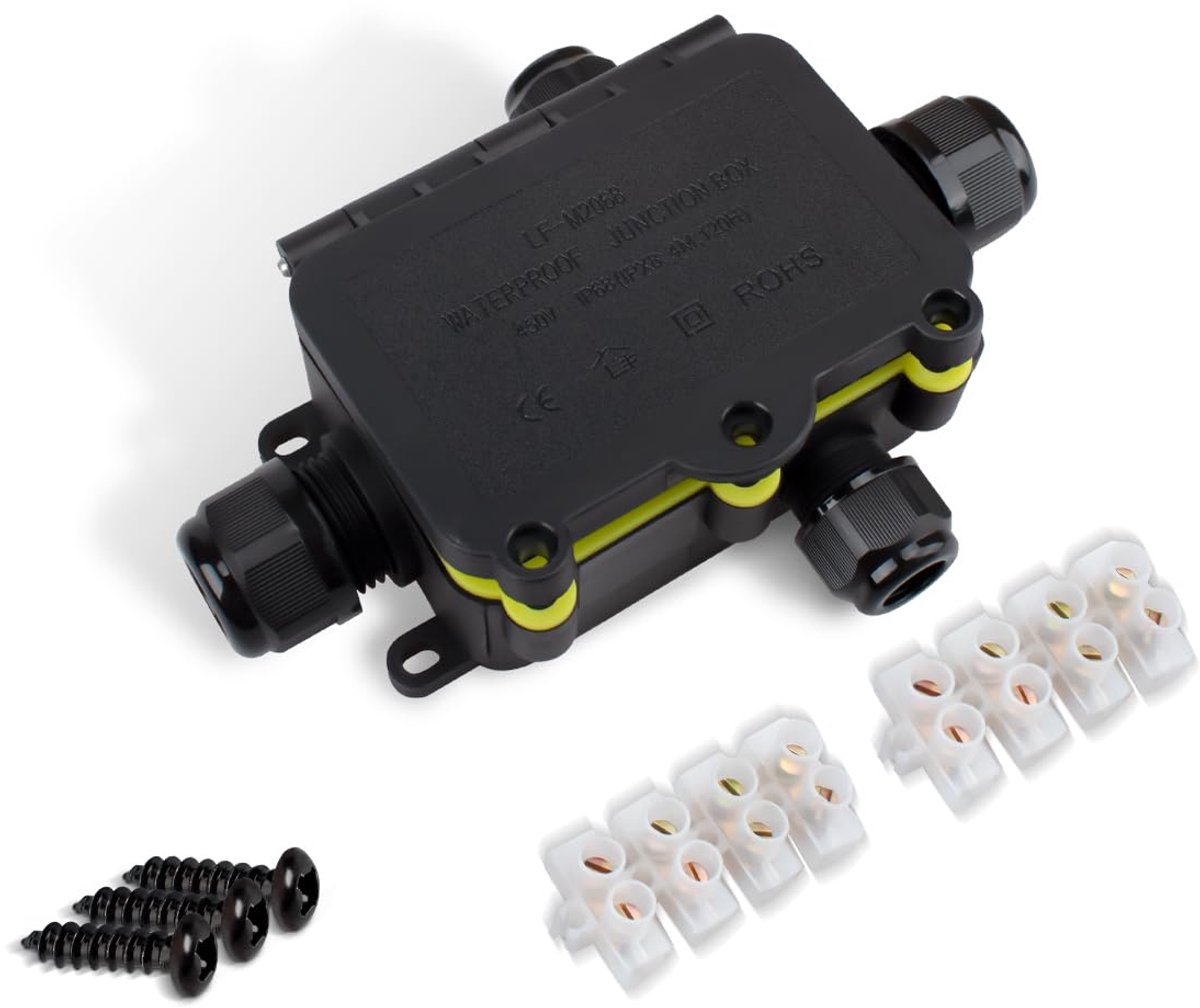 1 pcs electrical junction box waterproof, outdoor waterproof cable junction box LF-2068-4T, 4 ways for wire diameter 5 - ShopVlot