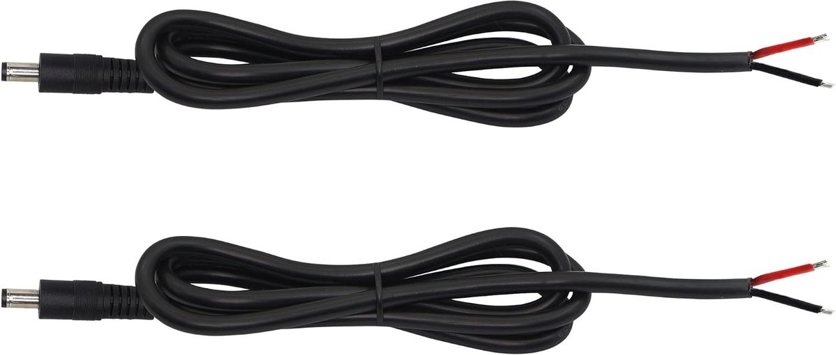 GINTOOYUN 2pcs DC Power Pigtails Cable, DC 5.5mm x 2.5mm Male Plug to Bare Wire Open End Power Supply Replacement - ShopVlot