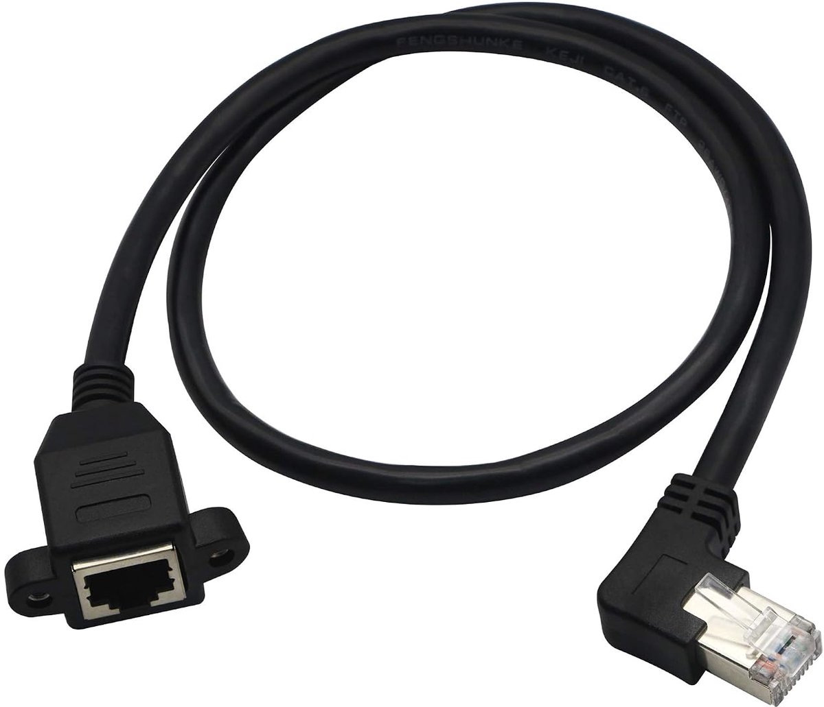 Ethernet Extension Cable, RJ45 Male to Female Screw Panel Mount CAT6/5e/5 Shielded Network LAN Extender Cord Connector - ShopVlot