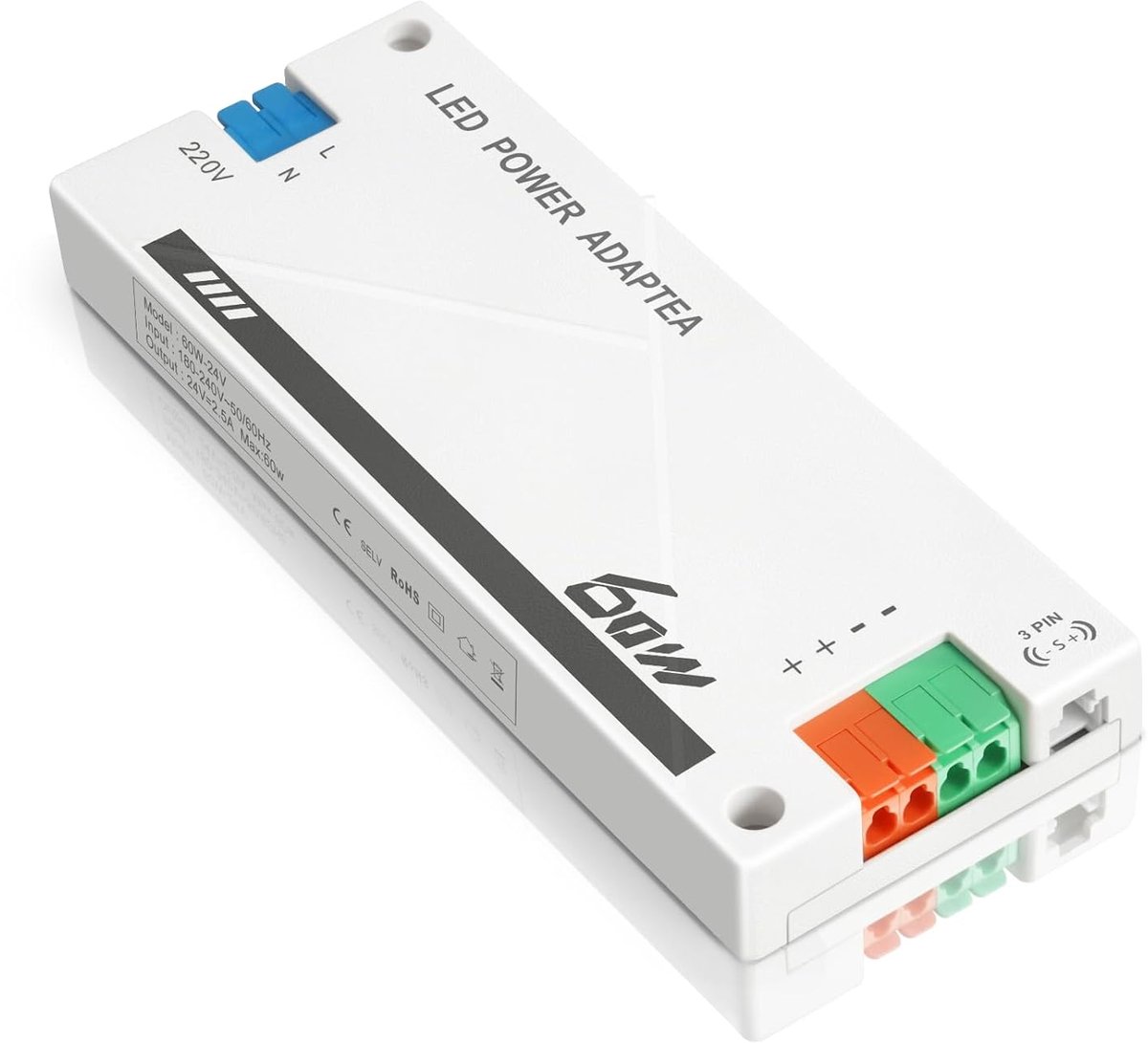 LED Transformer 24V 60W Flicker-Free for LED Strip Power Supply 24V 2.5A for G4 GU5.3 MR11 MR16 Transformer 230V 24V - ShopVlot
