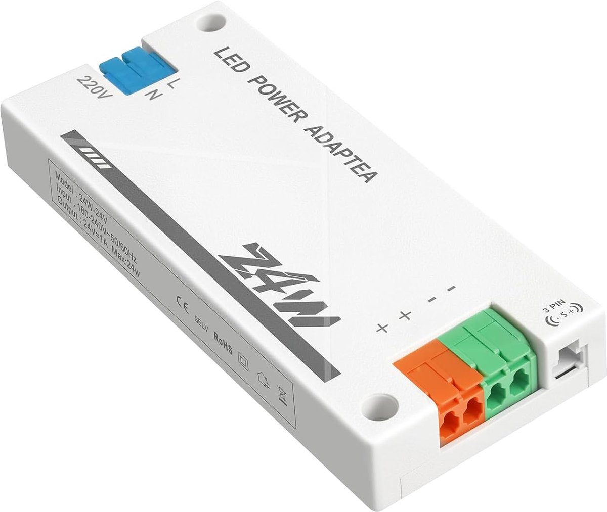 LED Transformer 24V 24W Flicker Free for LED Strip Lamp, LED Driver Power Supply 24V 1A for G4 GU5.3 MR11 MR16 - ShopVlot