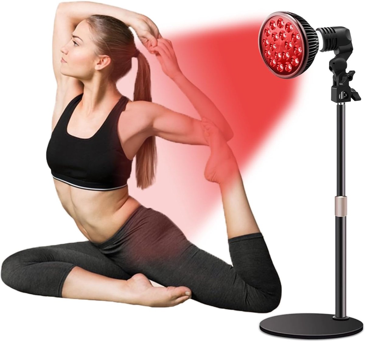 Red Light Lamp with Pedestal, 850nm & 660nm Infrared Lamp, 54W 18LEDs Light Bulb, Highly Scalable Red Light, Red Light - ShopVlot