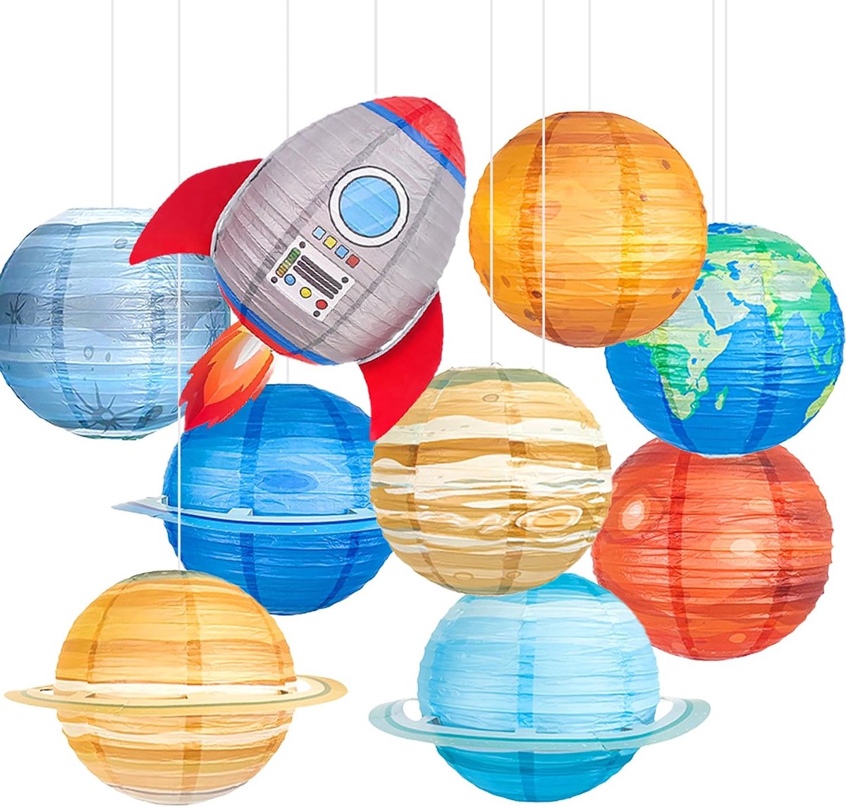 negen papieren planeten lantaarns ruimte thema hangend - Planeten Papieren Lantaarns Ruimte Thema Hangende - ShopVlot