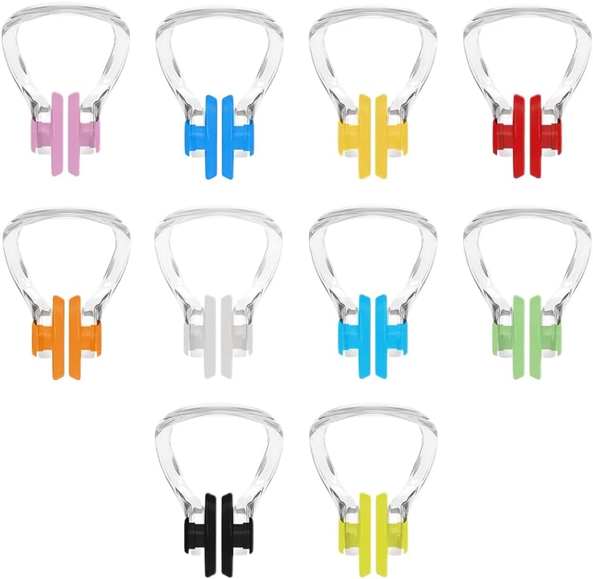 Zwem neusclips set van 10 - siliconen met doos - 10 kleuren - comfortabel voor volwassenen en beginners - m-winkel
