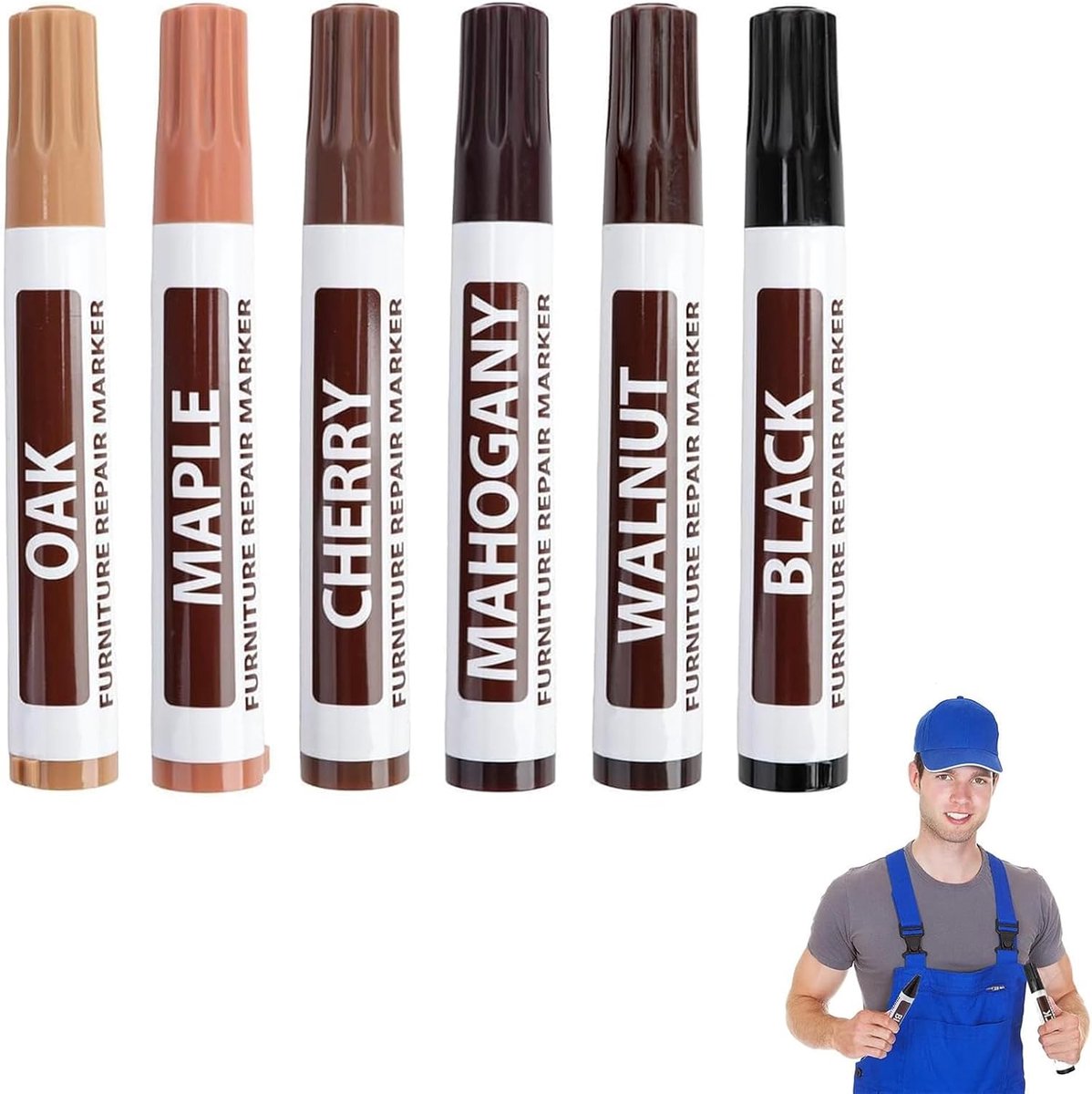 Meubelreparatieset - 6 Stuks - Houtreparatiepennen - Voor het herstellen van krassen - ShopVlot