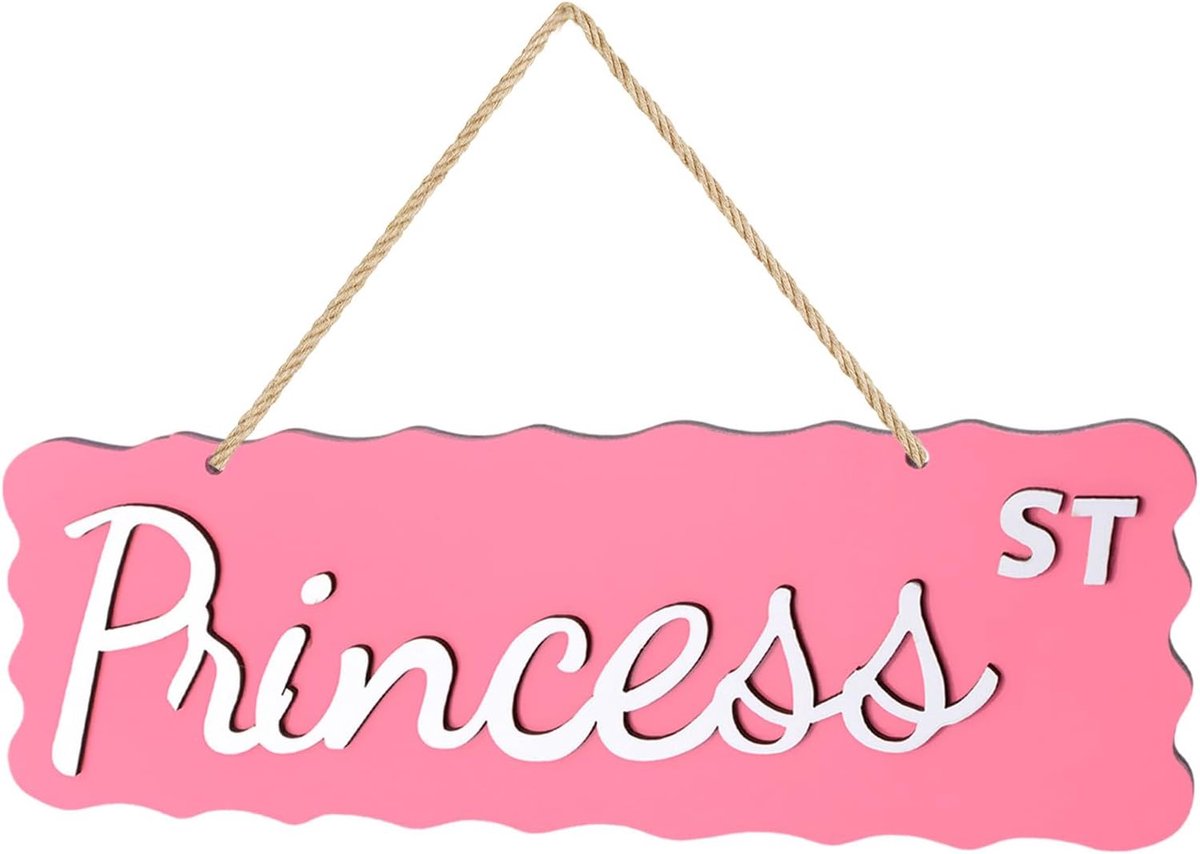 Prinses Naambord 4x12 inch - Houten Retro Wanddecoratie - Roze Interieurdecoratie - Prachtige Sfeer voor Kinderkamer - ShopVlot