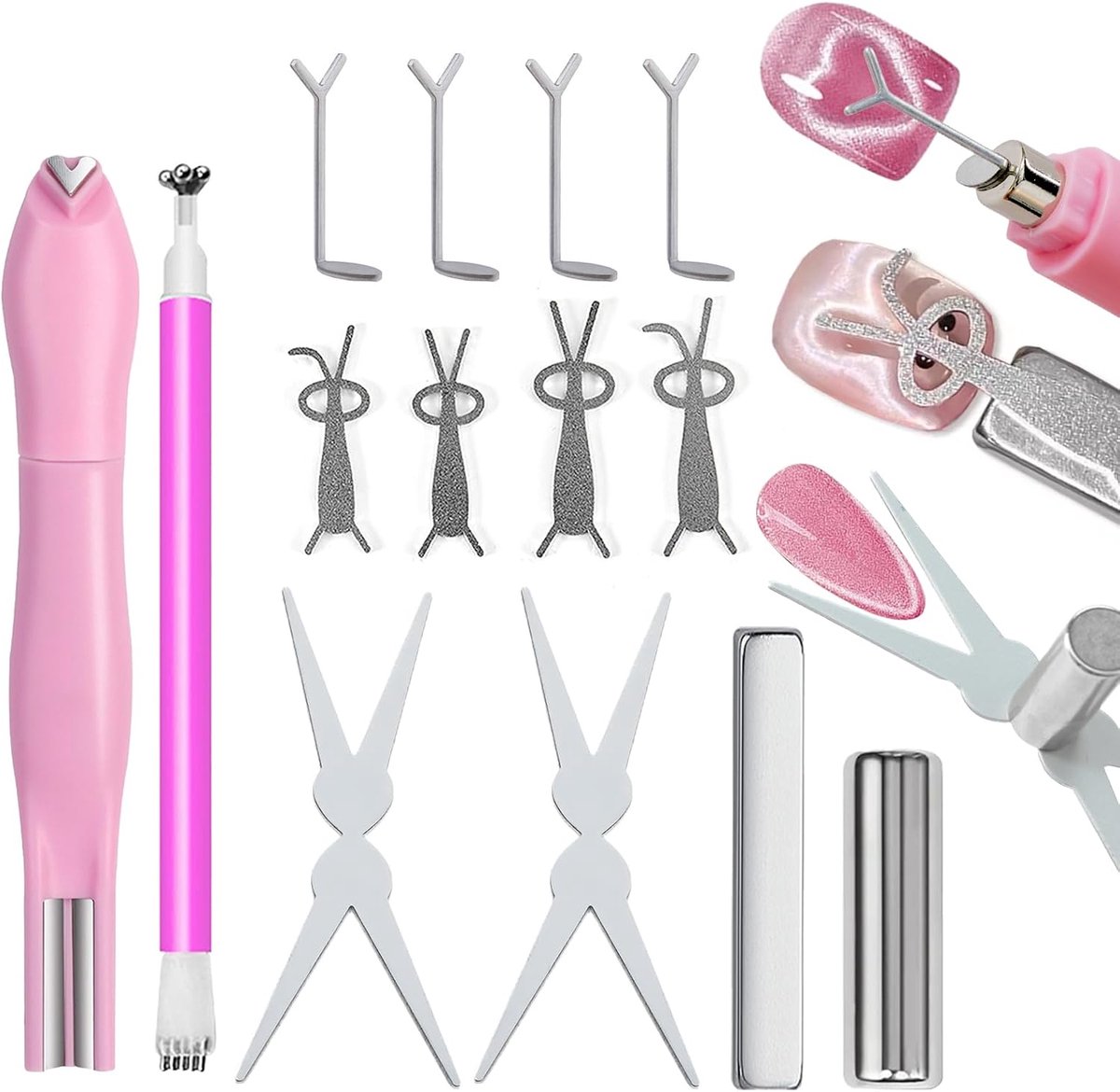Cat Eye Magnet 14-delig - 3-in-1 hart, bloem, cilindrisch en rechthoekig - voor professionele nagelresultaten thuis - ShopVlot