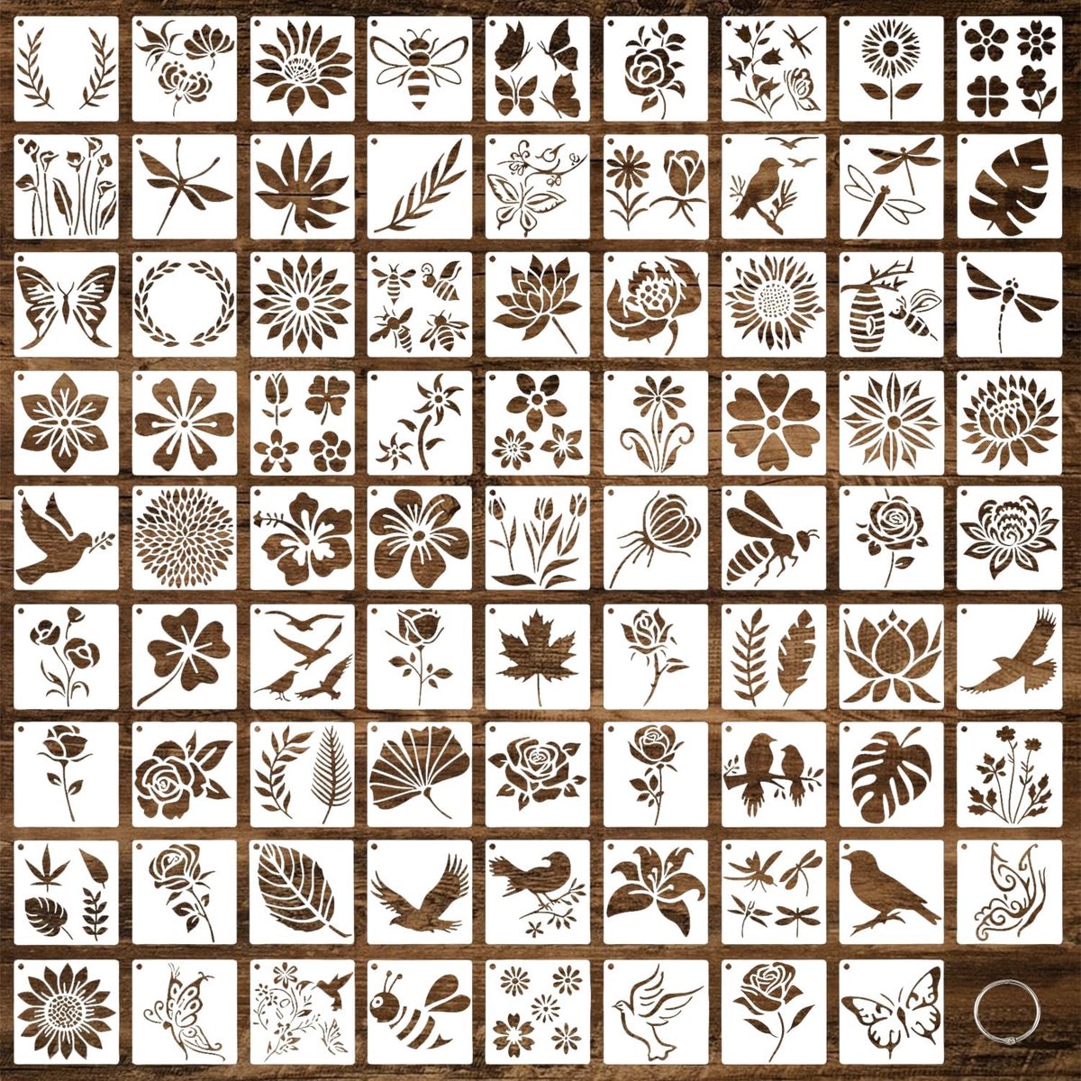 Tekensets bloemen 80 stuks - herbruikbare planten, vogels en insecten - ideaal voor schilderen en knutselen - ShopVlot