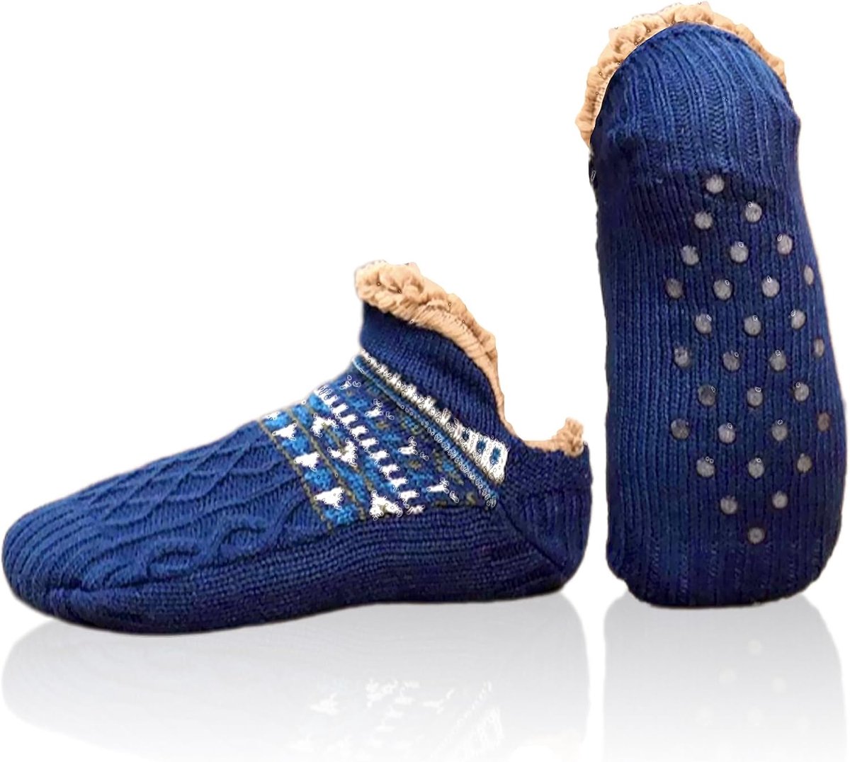 Slippersokken voor dames en heren - gebreid - dikke fleece voering - warm en antislip voor thuis - ShopVlot