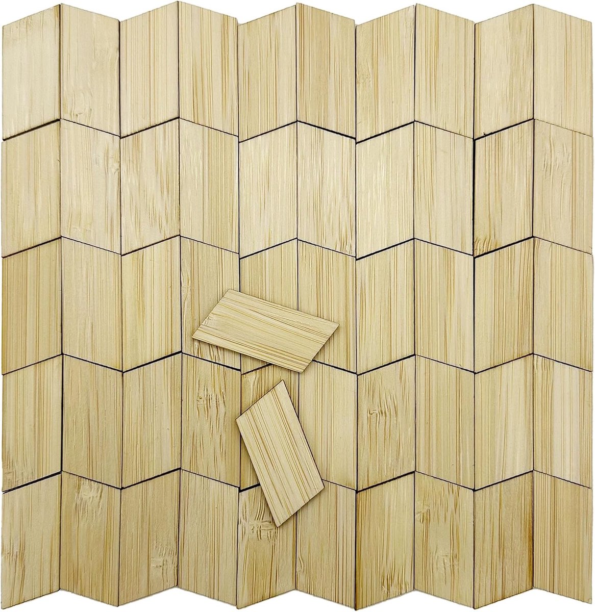 Miniatuur poppenhuis vloertegels - 50 stuks - bamboe - veel decoratiemogelijkheden - ShopVlot