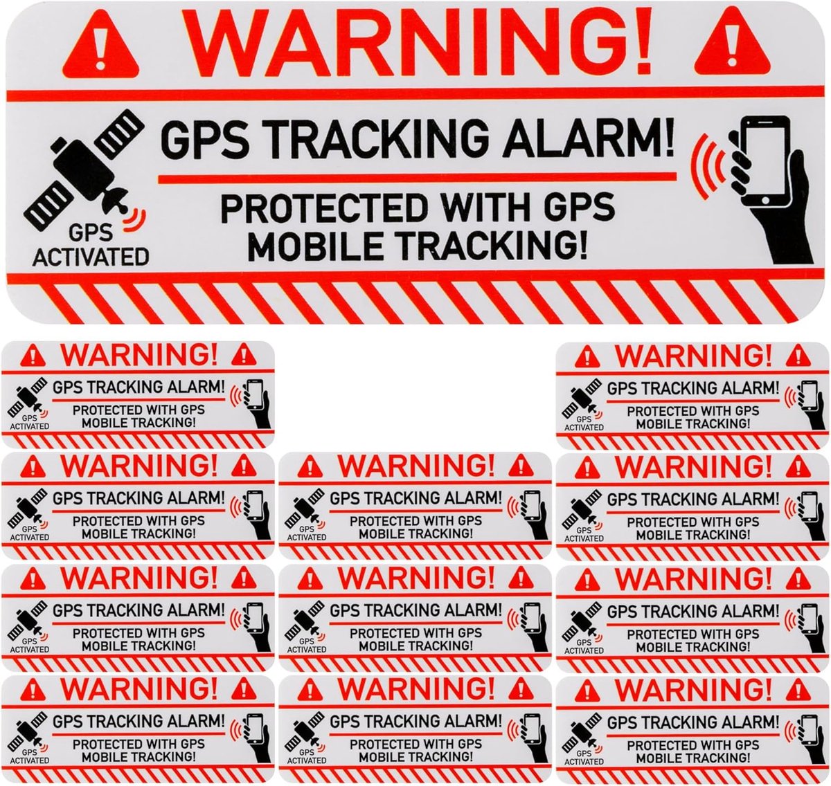 Sticker set GPS tracking alarm - 12 stuks - zelfklevende film - buitengebruik - diefstalpreventie - ShopVlot