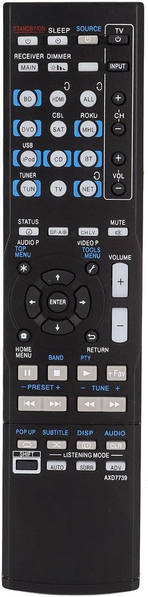 Afstandsbediening voor AV Receiver - Geschikt voor Pioneer VSX-830-K, VSX-45, VSX-830, VSX-90 - Eenvoudig in gebruik - ShopVlot