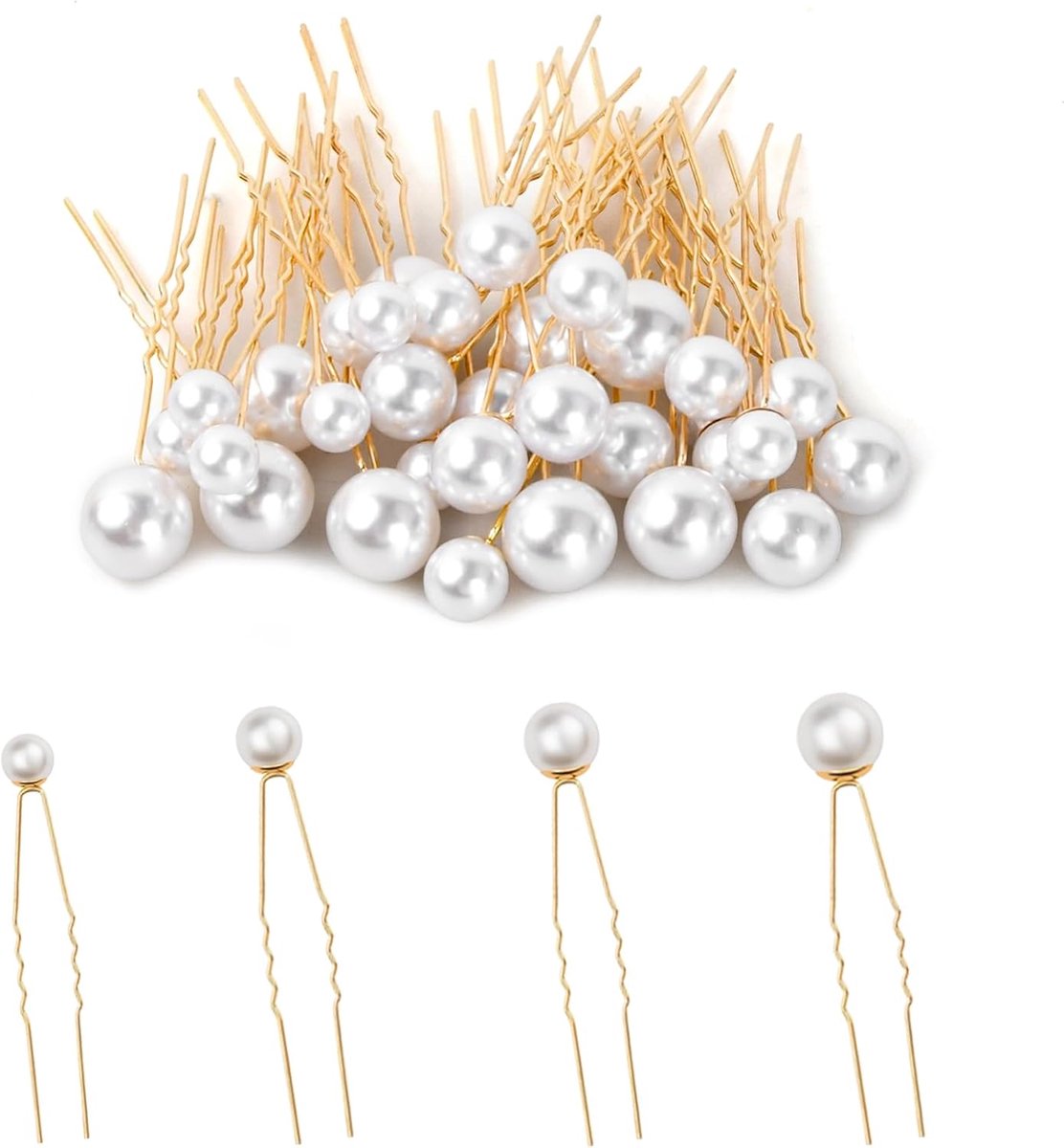 Haarspelden met kunstparels - Frans U-vormig design - 32 elegante accessoires - Perfect voor bruiloft - ShopVlot