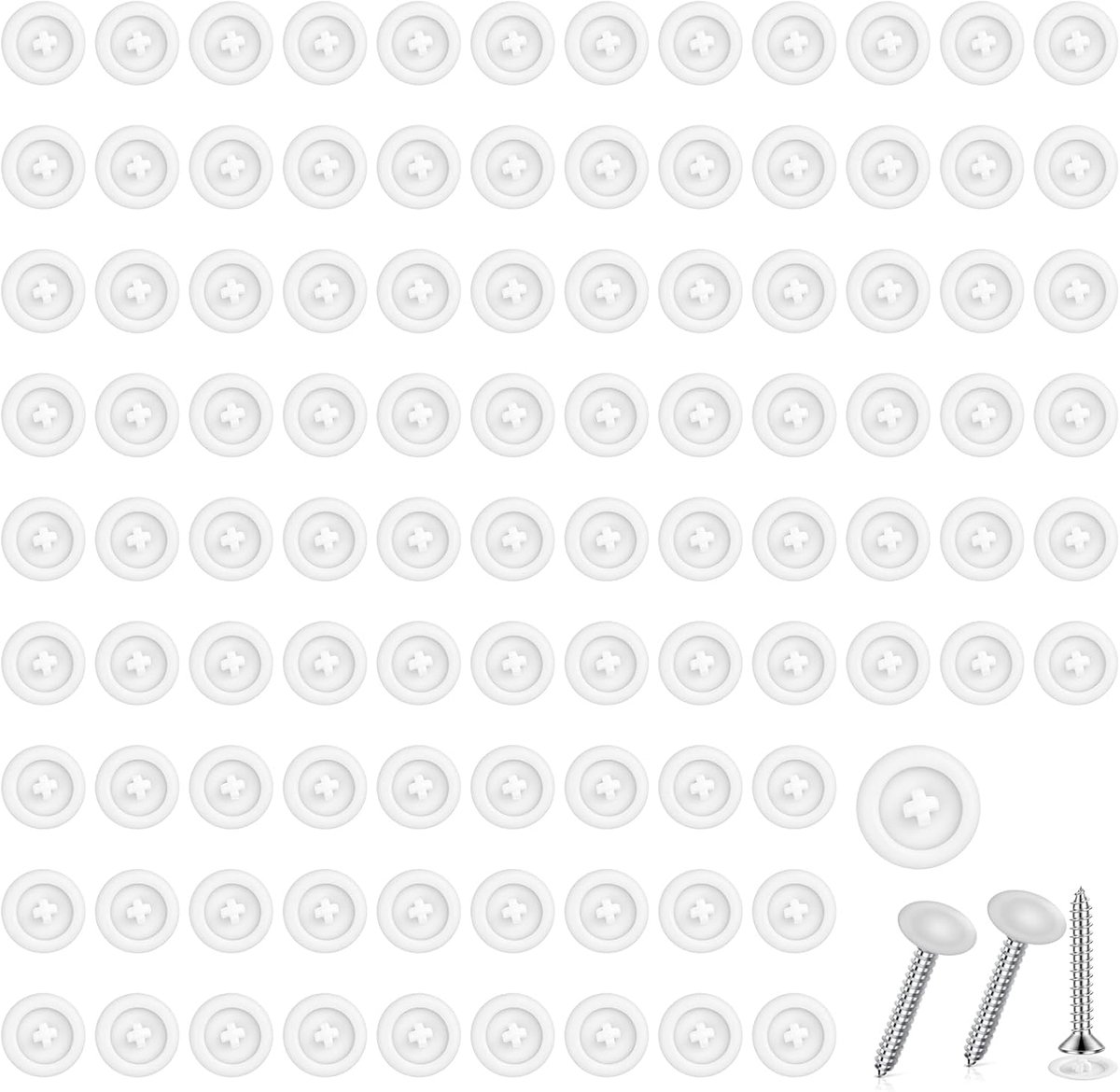 100 stuks schroefdoppen van kunststof, wit, kruiskop, clip, beschermkap, decoratief deksel voor meubels, ramen - ShopVlot