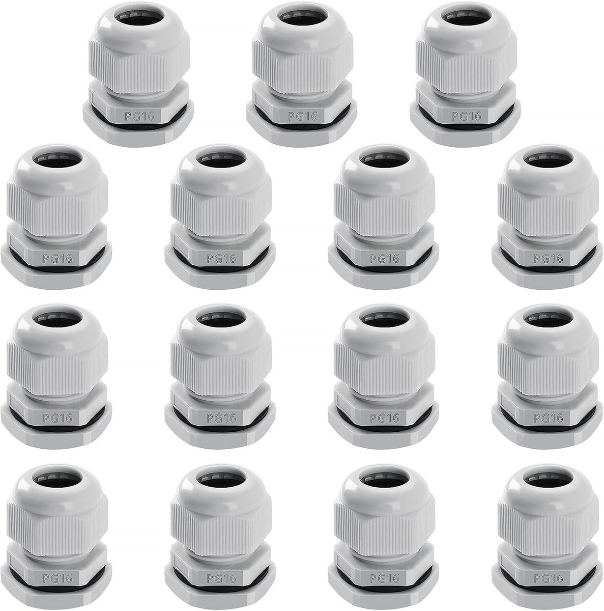 15 Pieces PG16 Cable Gland, IP68 Waterproof Nylon Cable Glands for 10-14mm Cables, White - ShopVlot