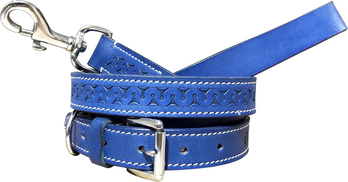 Genuine Leather Matching Couple Dog Collar And Leash S - ShopVlot