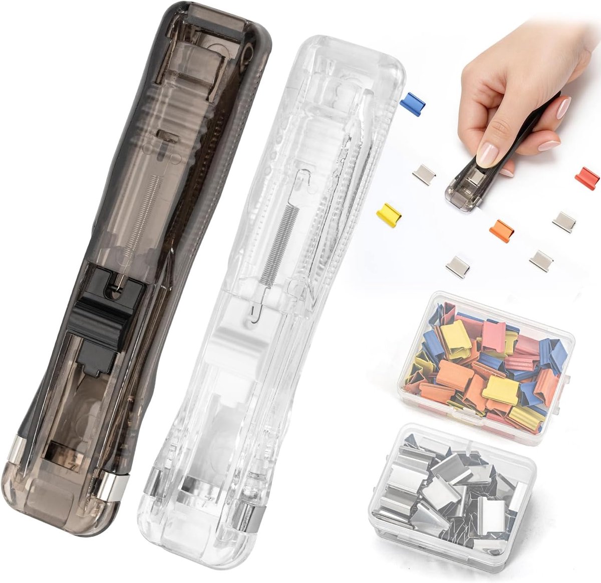 2 stuks nietjes voor kantoor, herbruikbare nietloze papierklemmen, nietjes, inclusief klemmen voor paperclips - ShopVlot