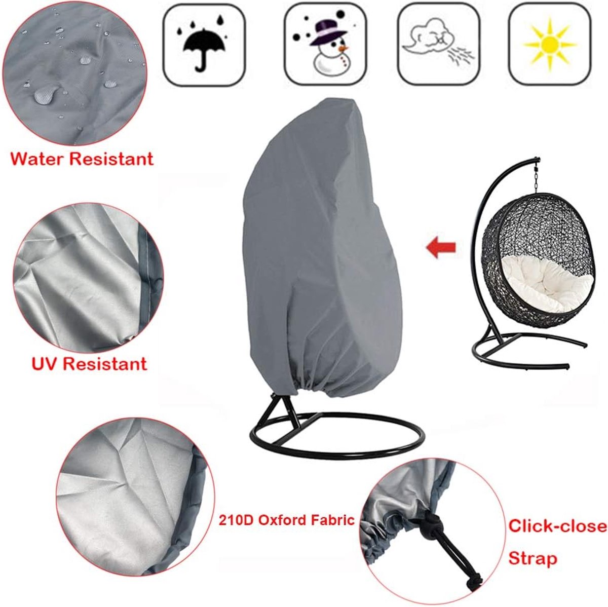 Hanging Chair Cover, Waterproof Hanging Chair Cover with Durable Drawstring, 210D Oxford Floating Chair Cover, Hanging - ShopVlot