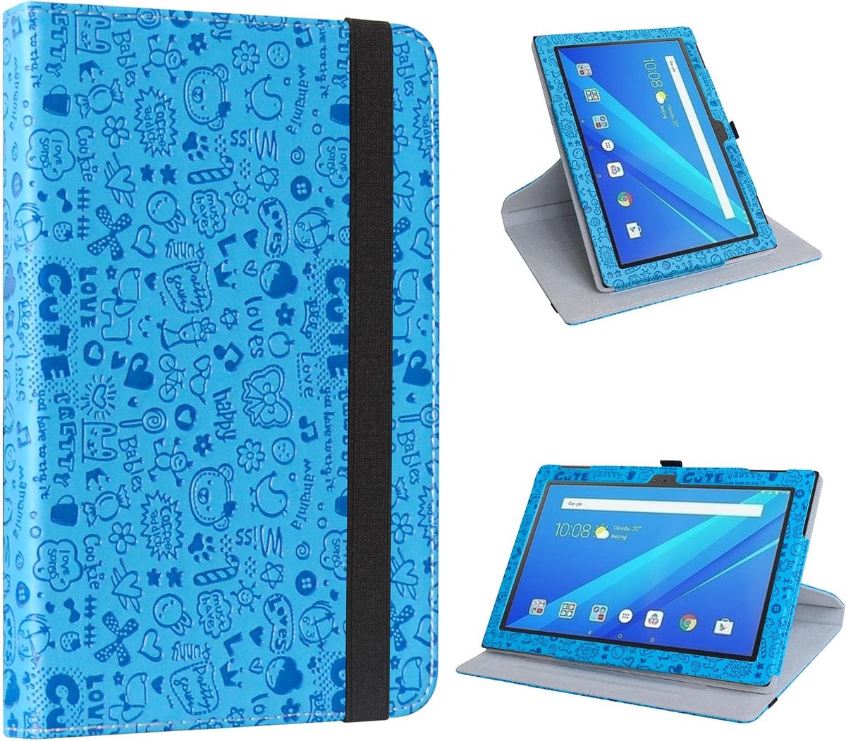 Beschermhoes voor Lenovo Tab 4, kunstleer, 360 graden rotatie, standfunctie voor Lenovo Tab 4 25,7 cm (10,1 inch) - ShopVlot