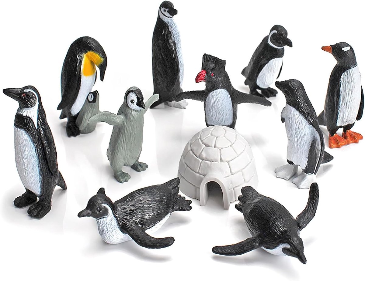 SnelShoppen - 11-delige Pinguïn Figuren Set, Realistische Pinguïn Speelgoed, Schattige Pinguïn Decoratie, Iglou Figuren, Antartische Dierenset, Perfec