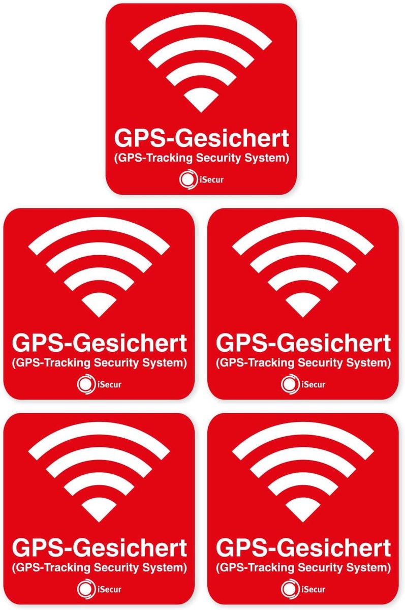 GPS alarmstickers set 5 - 40x40mm - UV-bestendig - afschrikmiddel tegen inbraak - ShopVlot