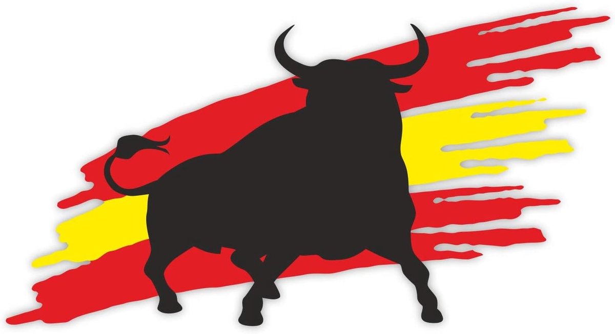Sticker bull flag Spanje 20 x 10,5 cm - contour gesneden - UV en weerbestendig - ideaal voor auto en laptop - ShopVlot