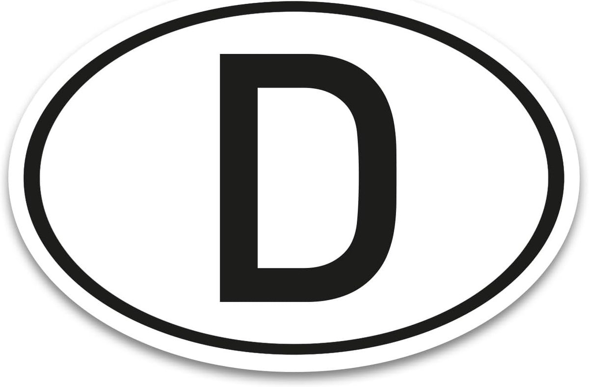 Landcode sticker Duitsland 17.5 x 11.5 cm - zelfklevend - weerbestendig - verplicht buiten de EU - ShopVlot