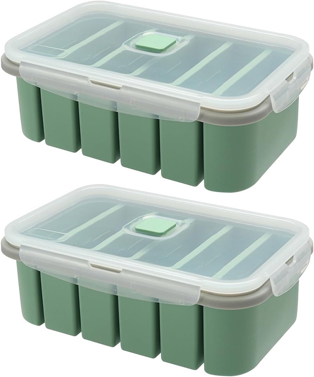 Freezer containers groot - silicone met deksel - 6 gaten - ideaal voor soep en sauzen - ShopVlot