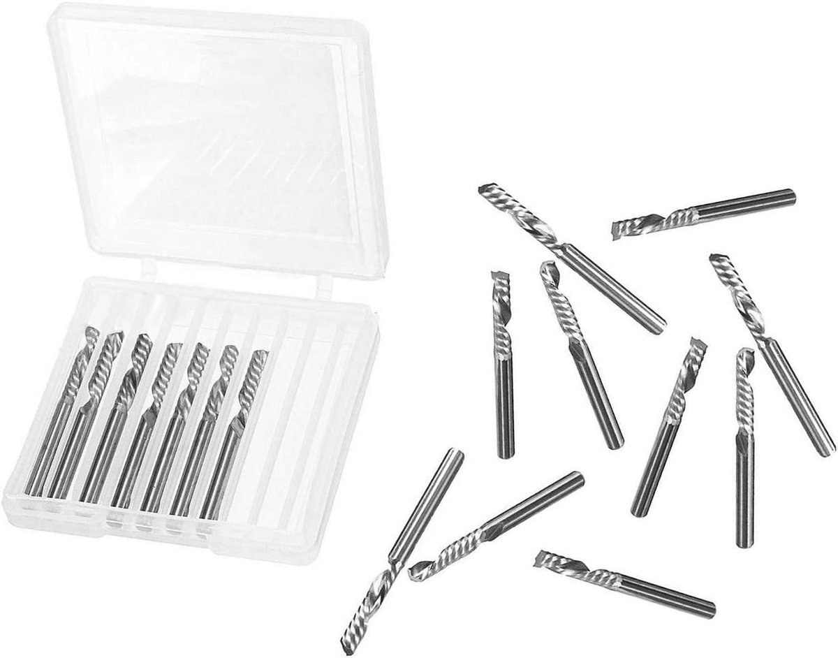 Micro frezen set 3,175 mm - enkele groef - 10 stuks - voor precisiewerkstukken - ShopVlot