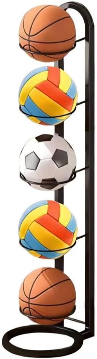 Balstandaard met 5 niveaus - verticaal balrek - extra opbergruimte - ideaal voor voetbal en basketbal - ShopVlot