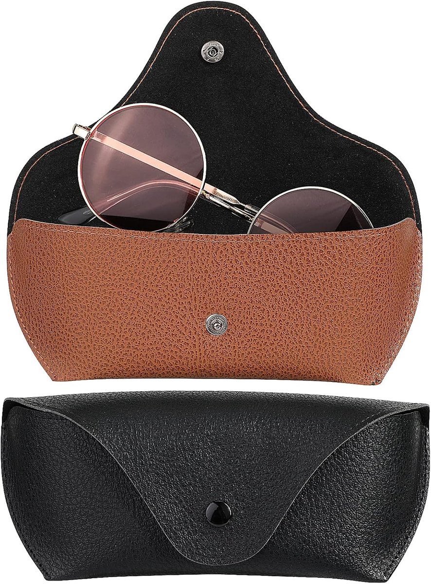 Bril etui set van 2 - PU leer - zacht reis etui - beschermt brillen voor vrouwen, mannen en kinderen - ShopVlot