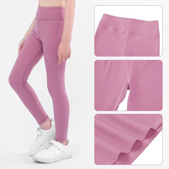 Sportleggings meisjes 134/140 cm - roze - strakke pasvorm - ideaal voor yoga en training - ShopVlot — afbeelding 3