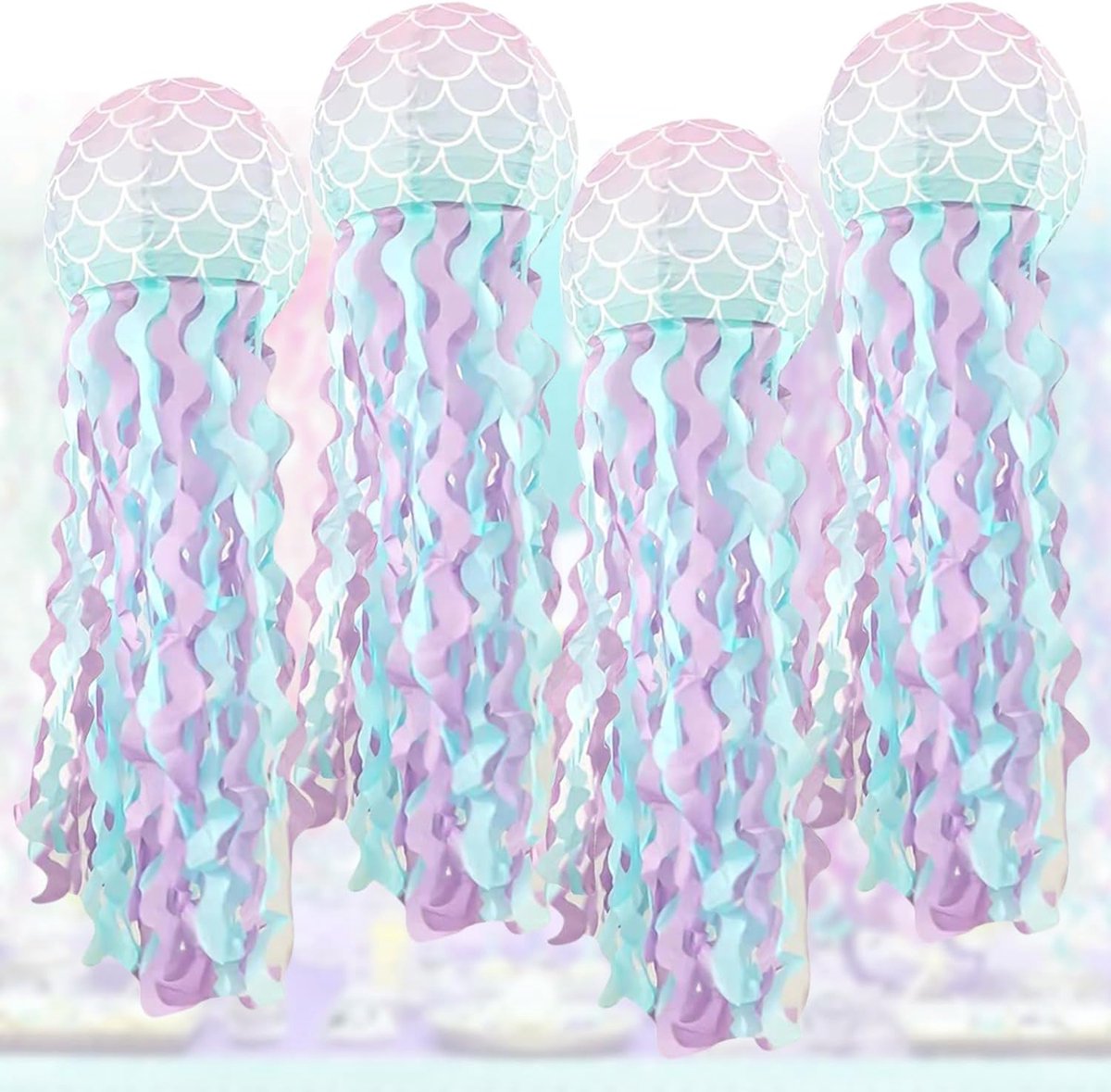 Papieren Lantaarn 25cm - Jellyfish Decoratie - Zeemeermin Kleurverloop - Voor Kinderfeestjes - ShopVlot