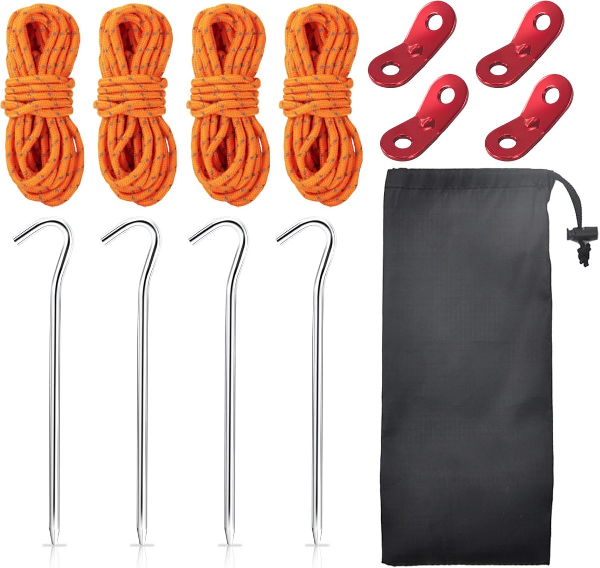 Reflecterende scheerlijnen set - tentkoord met touwspanners - oplichtend polyester - ShopVlot