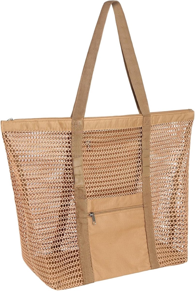 Beach Bag XXL Family, Mesh Beach Bag for Women with Zip, Lightweight Bath Bag for Women, Foldable, Beach Bag for - ShopVlot