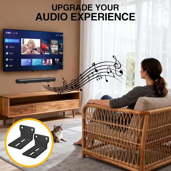 Soundbar-wandhouders, 2 stuks, 9 x 6 x 4,5 cm, luidsprekerhouder, wandhouder, rek op tv, houdt tot 10 kg, met - ShopVlot — afbeelding 5
