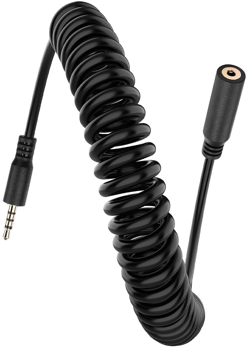 2,5 mm audio-verlengkabel, 2,5 mm TRRS stekker naar bus, stereo aux audio spiraalkabel voor hoofdtelefoon, microfoons - ShopVlot