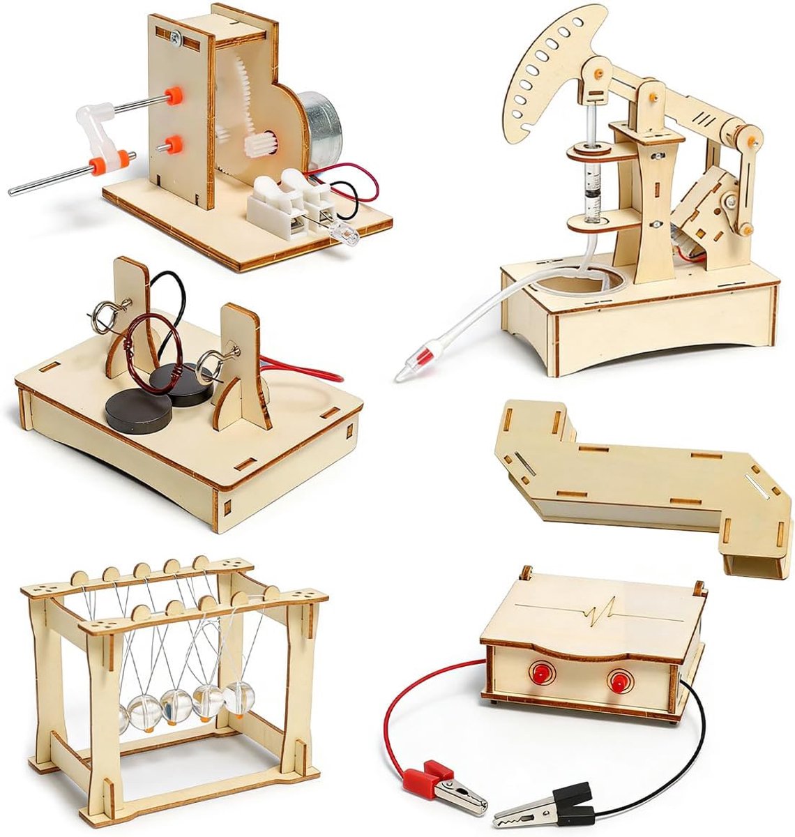 60-Piece Set Electrical Building Kit, Electronic Building Box, Experiment Box, Wooden Kit - ShopVlot