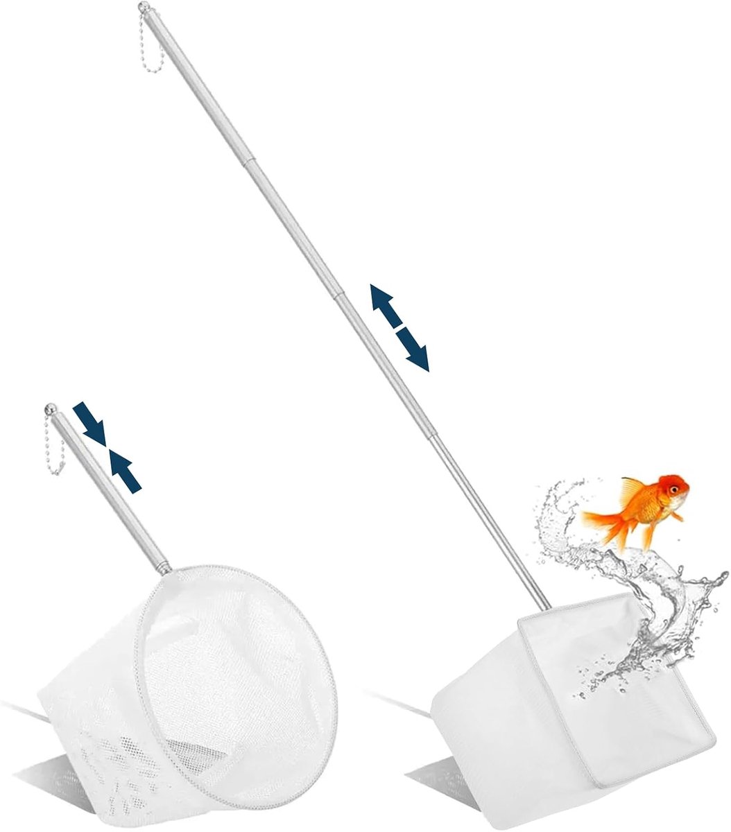 2 visnetten voor aquaria, visschepnet met 13-39 cm uittrekbare handgreep van roestvrij staal, mini-aquariumnet, voor - ShopVlot