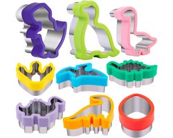 Nifogo Children's Dino Cookware Set of 9 - Dinosaur Cookie Cutters, Stainless Steel Cookie Cutters, Removable - ShopVlot