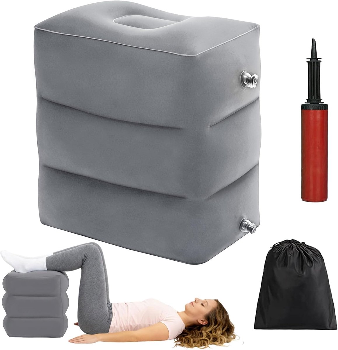 Vertebral Disc Cube, 40 x 30 x 40 cm, Inflatable Stair Bearing Cube with Pump, Leg Raising Pad is Inflatable, Portable - ShopVlot