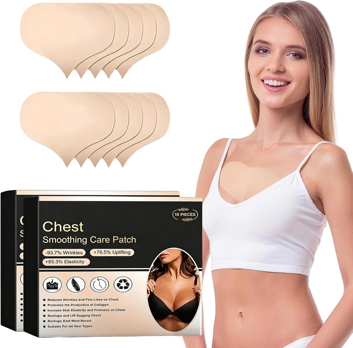 20 Stück Dekoltee Pads Antifalten Dekollete Anti Falten Pad Decollete Pads Antifalten Dekoltee Pad Glättet Falten - ShopVlot