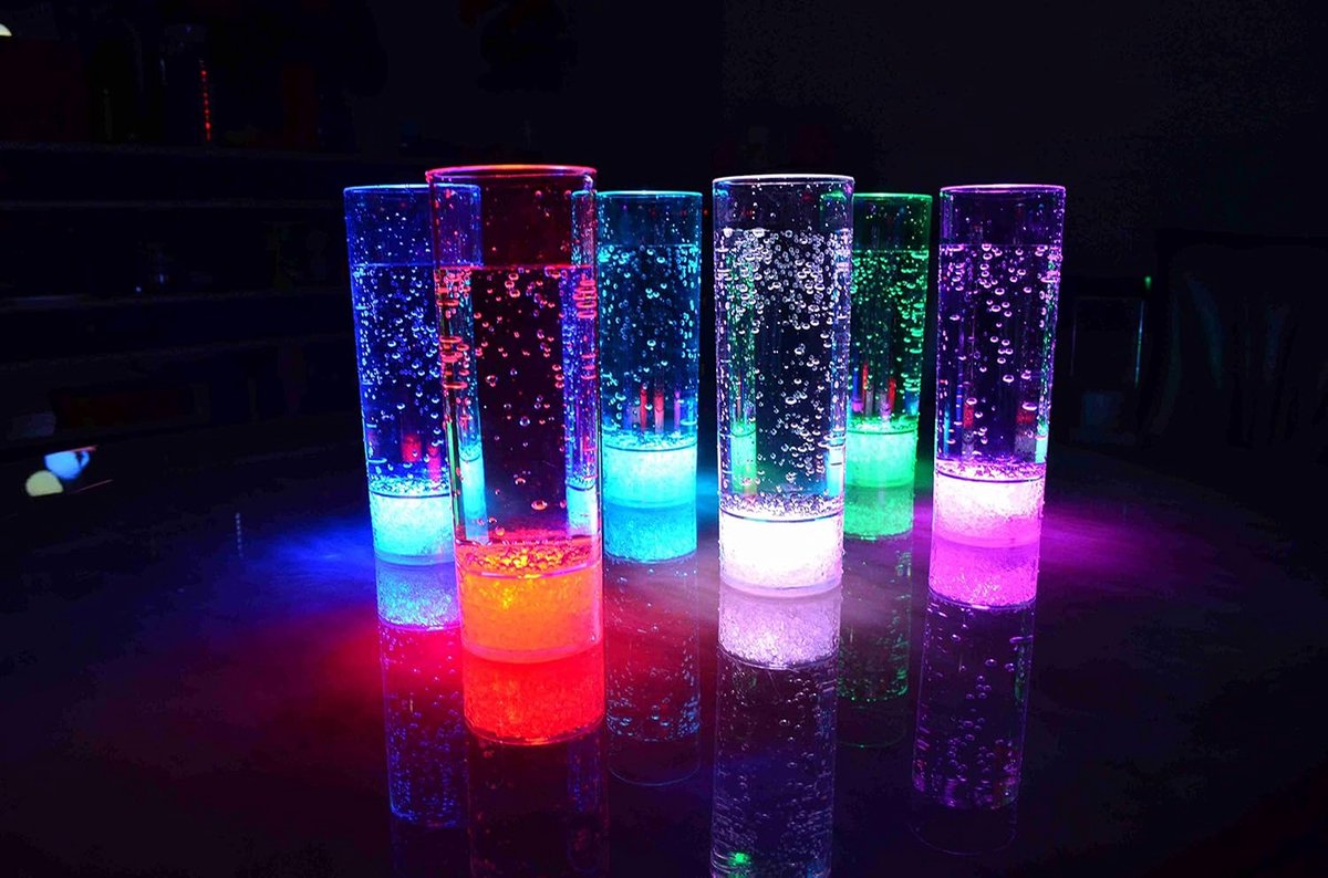 Set of 2 LED Long Drink Glasses Plastic 400 ml for Party, Wedding, New Year - ShopVlot