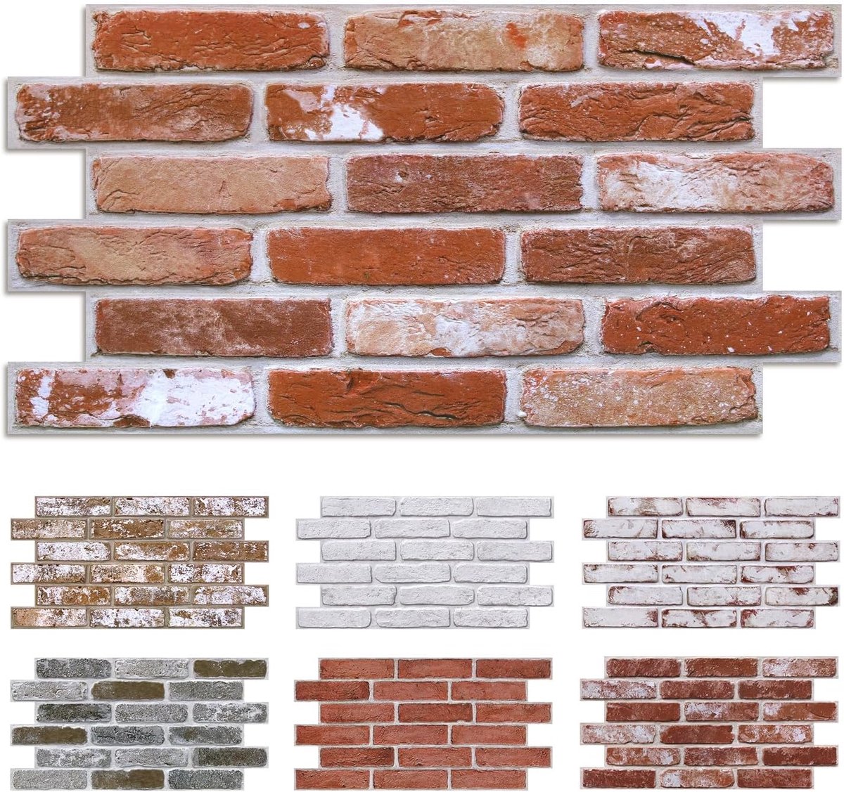 Commomy 3D Wall Panels, Pack of 12, Brick, 58 x 30 cm, Decorative Wall Panels for 3D Walls, Brick PVC Fake Wall - ShopVlot