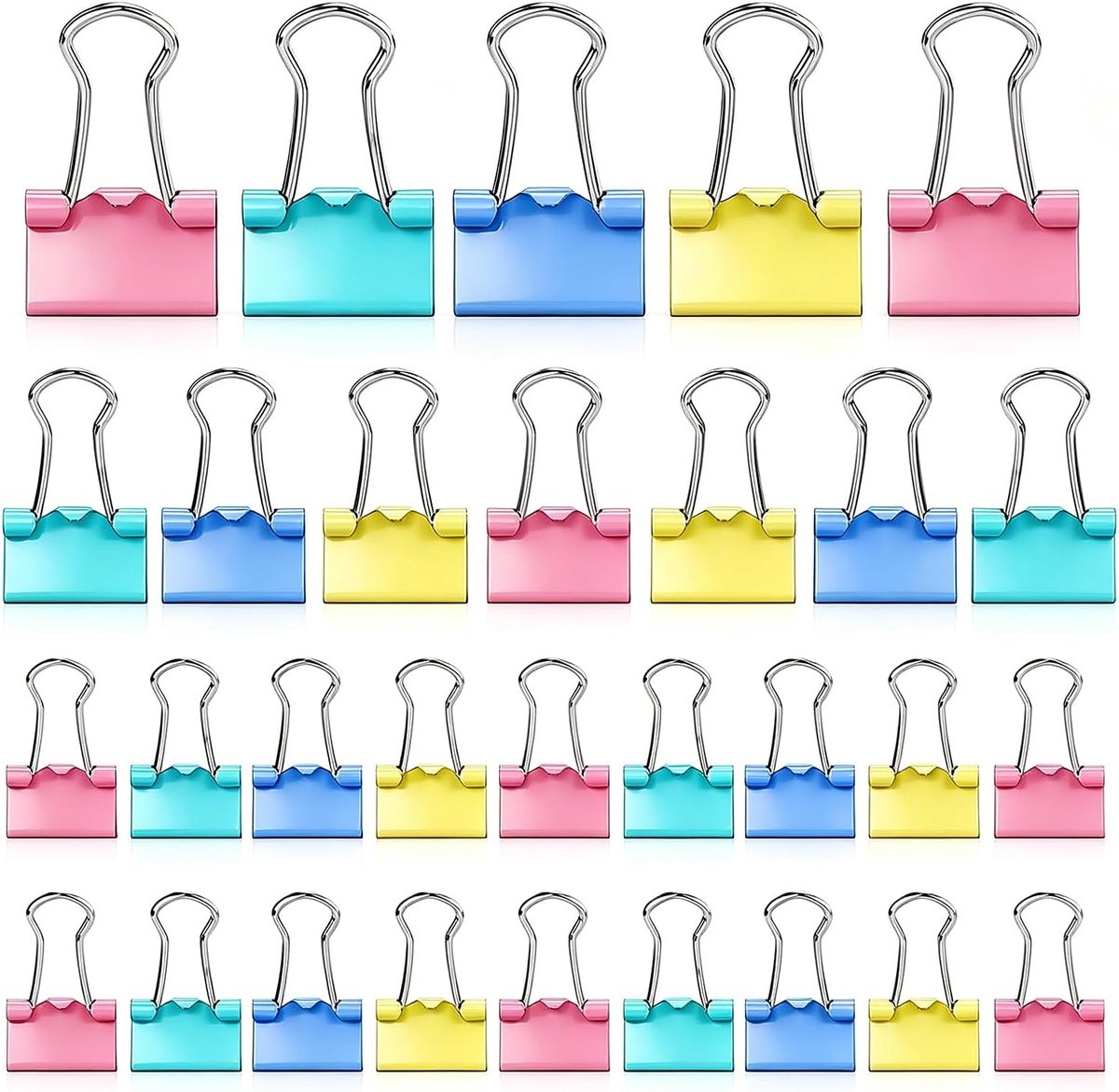 50 Pcs Colored Binder Clips, Upgrade Your Organization with 3 Sizes Metal Folding Clips, Colorful Bulldog Clips - ShopVlot