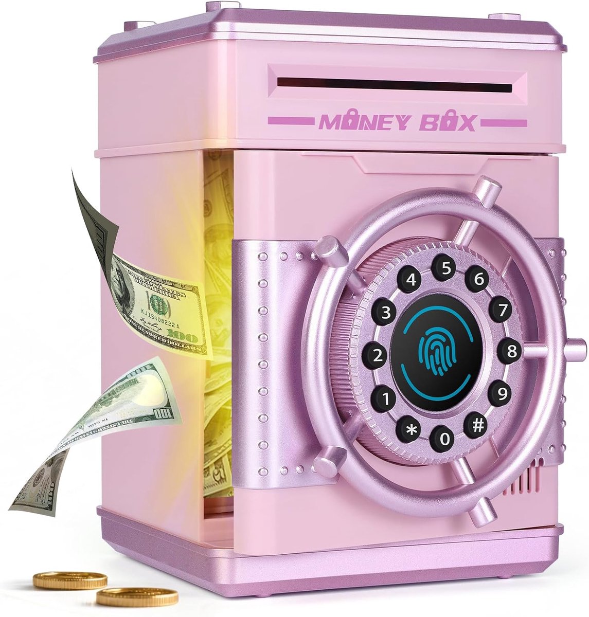 Yellcetoy Money Box for Kids, Stir Piggy Bank with Security Code and Music, Birthday and Christmas Gifts for Girls - ShopVlot