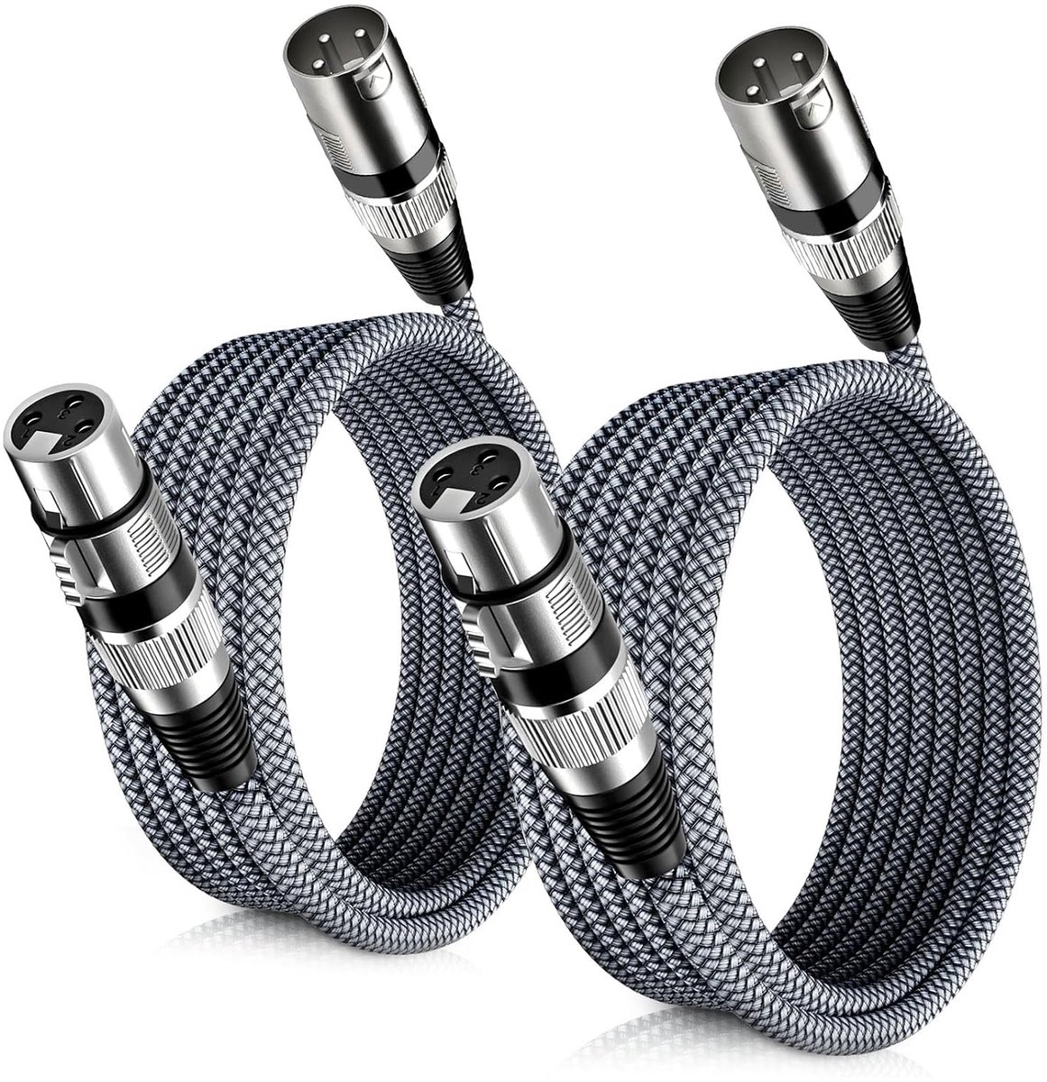 Elebase 2 Stuks XLR Microfoon Kabel 9M,XLR Naar XLR Microfoonkabel(Grijs) - ShopVlot