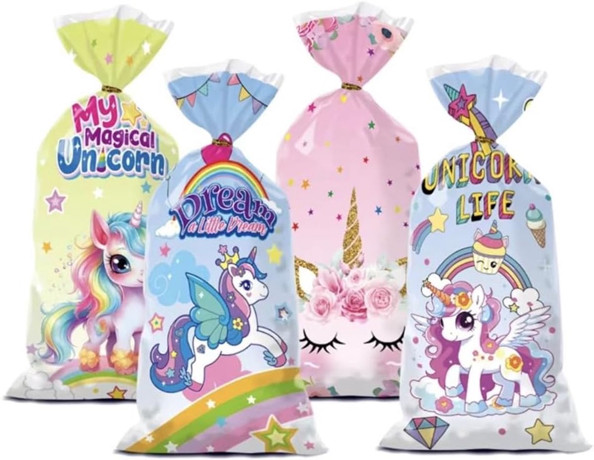 Cellofaanzakjes, eenhoorn, cadeauzakjes, 50 stuks, snoepzakjes, koekjeszakjes, cadeauzakjes voor Kerstmis, feest - ShopVlot
