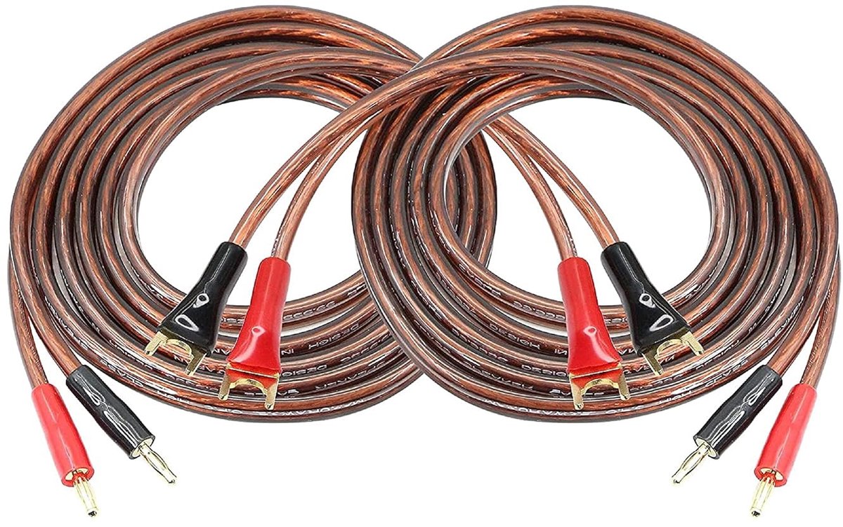MEIRYFA HiFi OFC Speaker Cable with Banana Plug Y Plug and U Plug, 2 Pack (2 Metres), Jumper Cable for Speakers and - ShopVlot