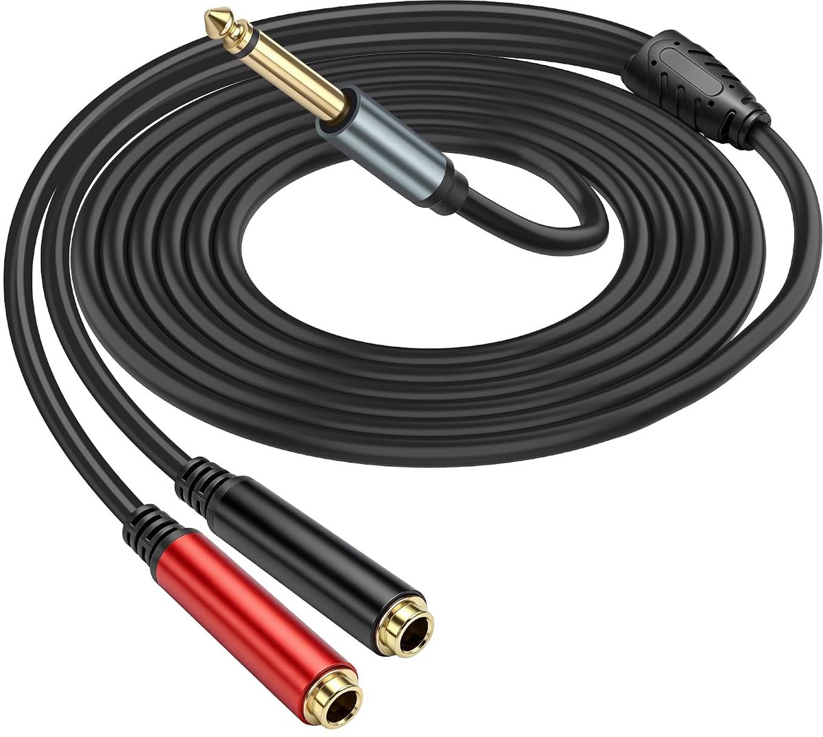 MEIRIYFA 6,35 mm 1/4 inch TS mono Y splitterkabel vergulde 6,35 mm TS stekker naar dual 6,35 mm TS mono bus jack - ShopVlot